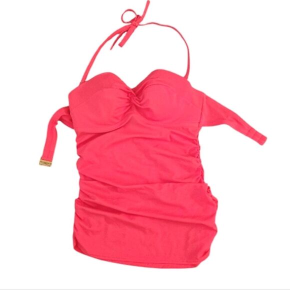 Victoria's Secret 2014 Hot Pink Strapless Push Up Ruched Tankini Swim Top 36C - Picture 6 of 13
